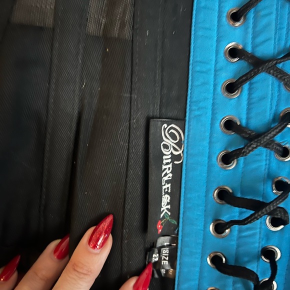 Teal Burleska over-bust corset with steel boning - Picture 3 of 5